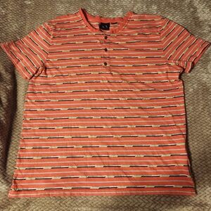 Armani Exchange Men’s Striped Orange/Coral Shirt